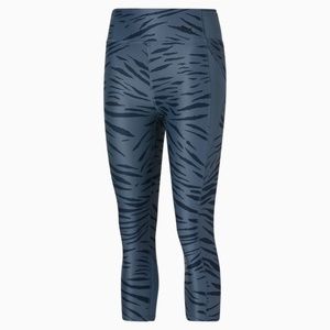 Puma Train Favorite AOP Womens 3/4 Length Leggings Blue 521443-64 NEW Sz XS
